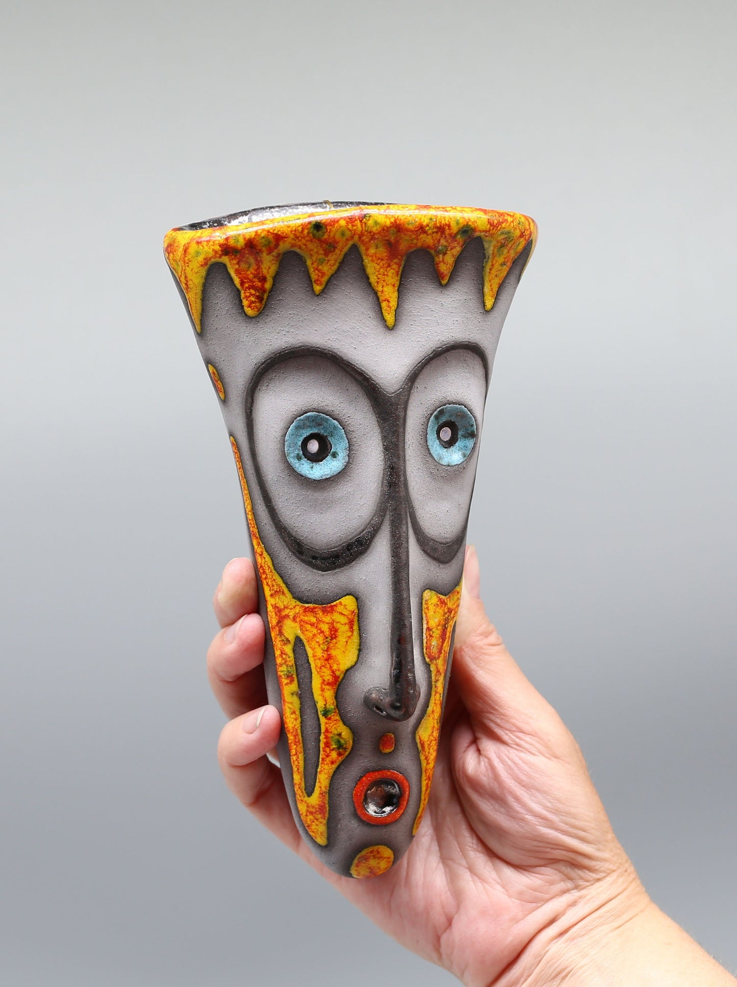 Handmade Ceramic Wall Vase – Face Sculpture, Original Artwork