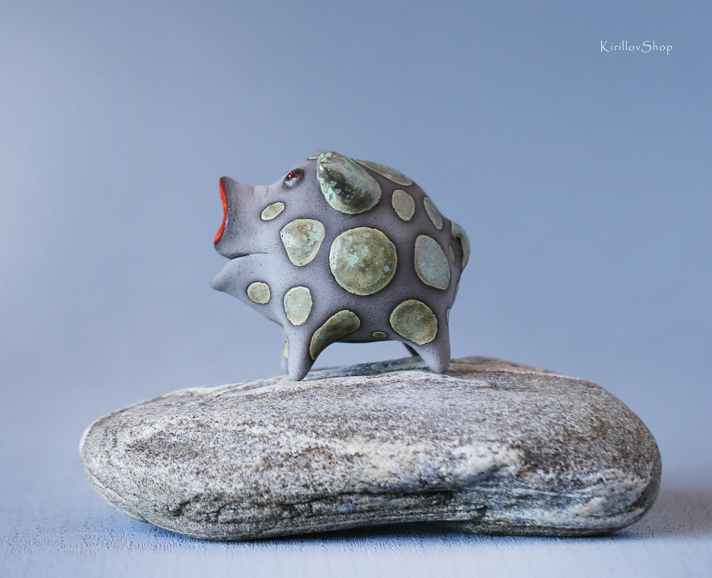 Handmade Ceramic Piggy Figurine: Unique Miniature Sculpture
