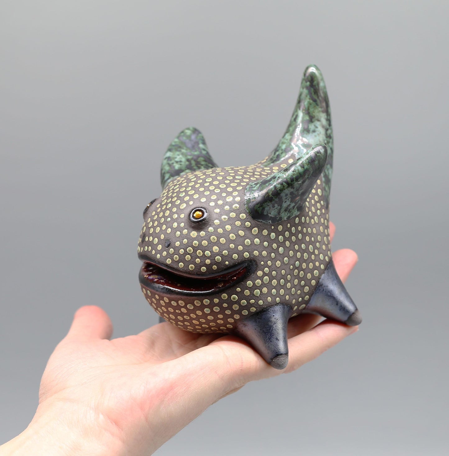 Handmade Ceramic Dragon Figurine: Fantasy Creature Sculpture, Ring Holder