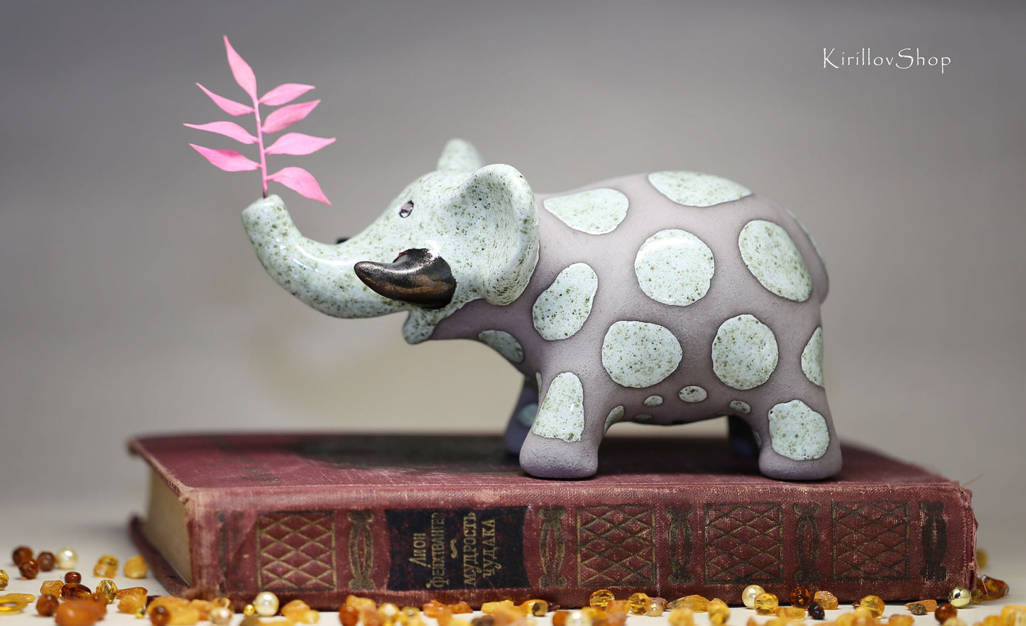 Figurine Elephant Handmade Ceramic Table Sculpture Art Elephant Decor Collectible