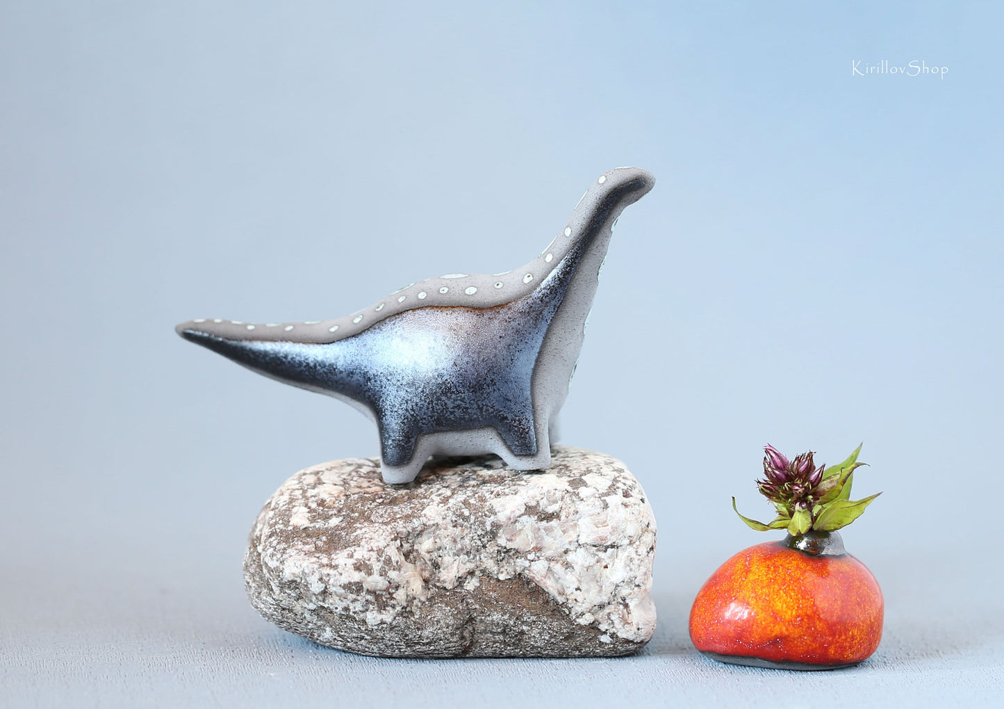 Ceramic Sculpture Dinosaur, Unique Modern Figurine, Long Neck Dinosaur, Handmade Art, Cute Reptile, Dragon, Collectible, MADE TO ORDER