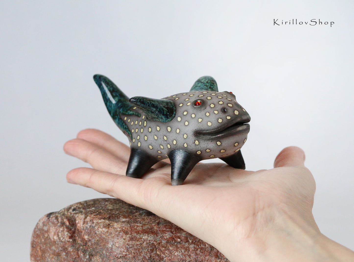 Ceramic sculpture, Small fantastic creature, Ring holder, Table decor, Handmade gift Cute dragon figurine Jewelry storage idea MADE TO ORDER