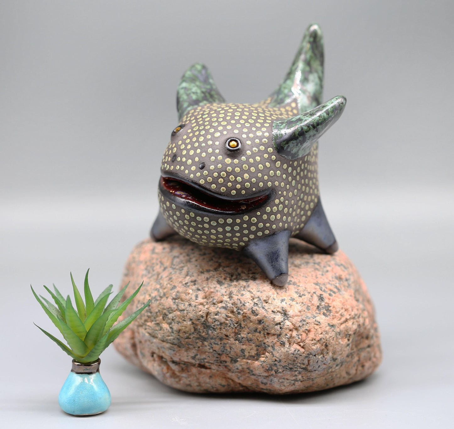 Handmade Ceramic Dragon Figurine: Fantasy Creature Sculpture, Ring Holder