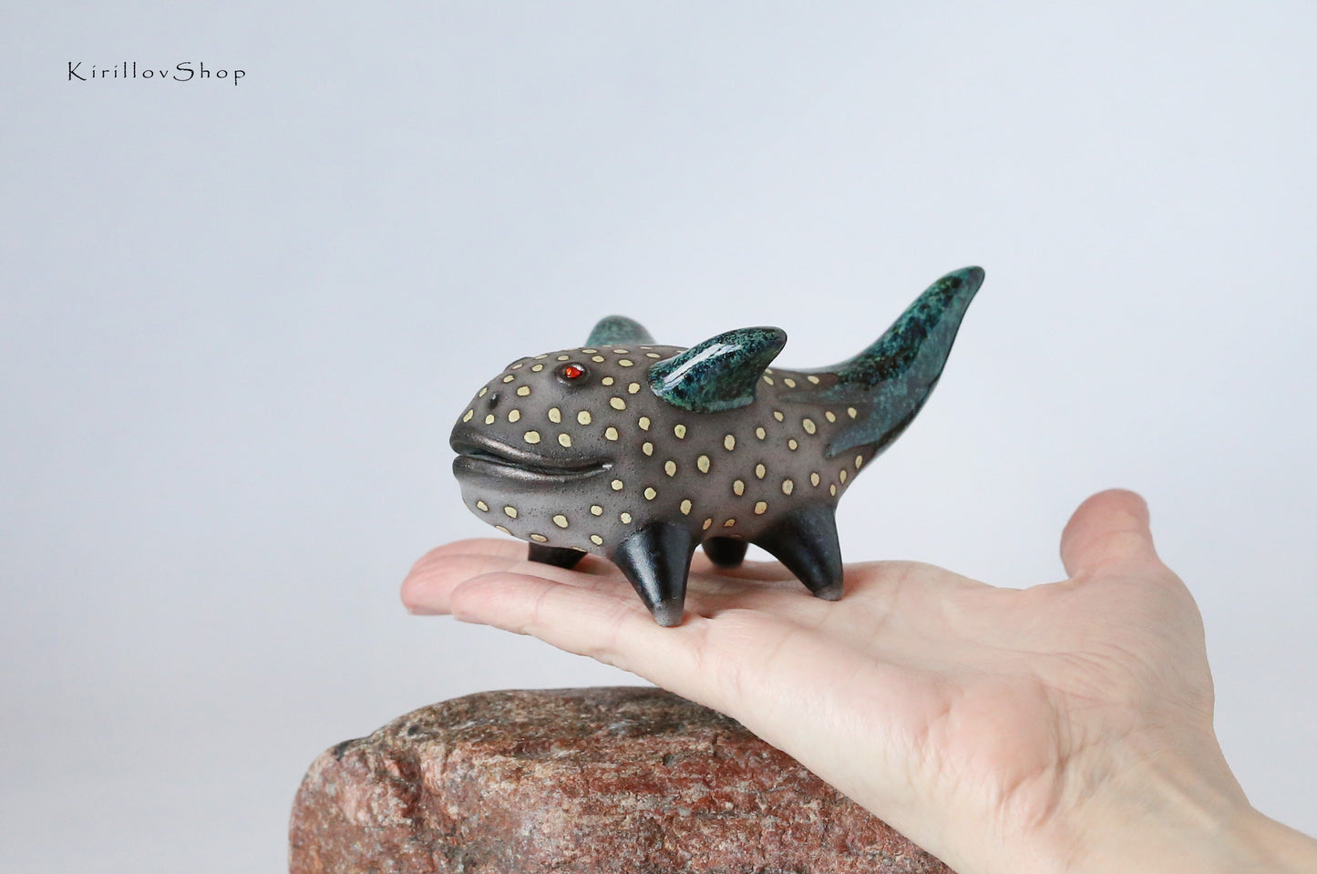Ceramic sculpture, Small fantastic creature, Ring holder, Table decor, Handmade gift Cute dragon figurine Jewelry storage idea MADE TO ORDER