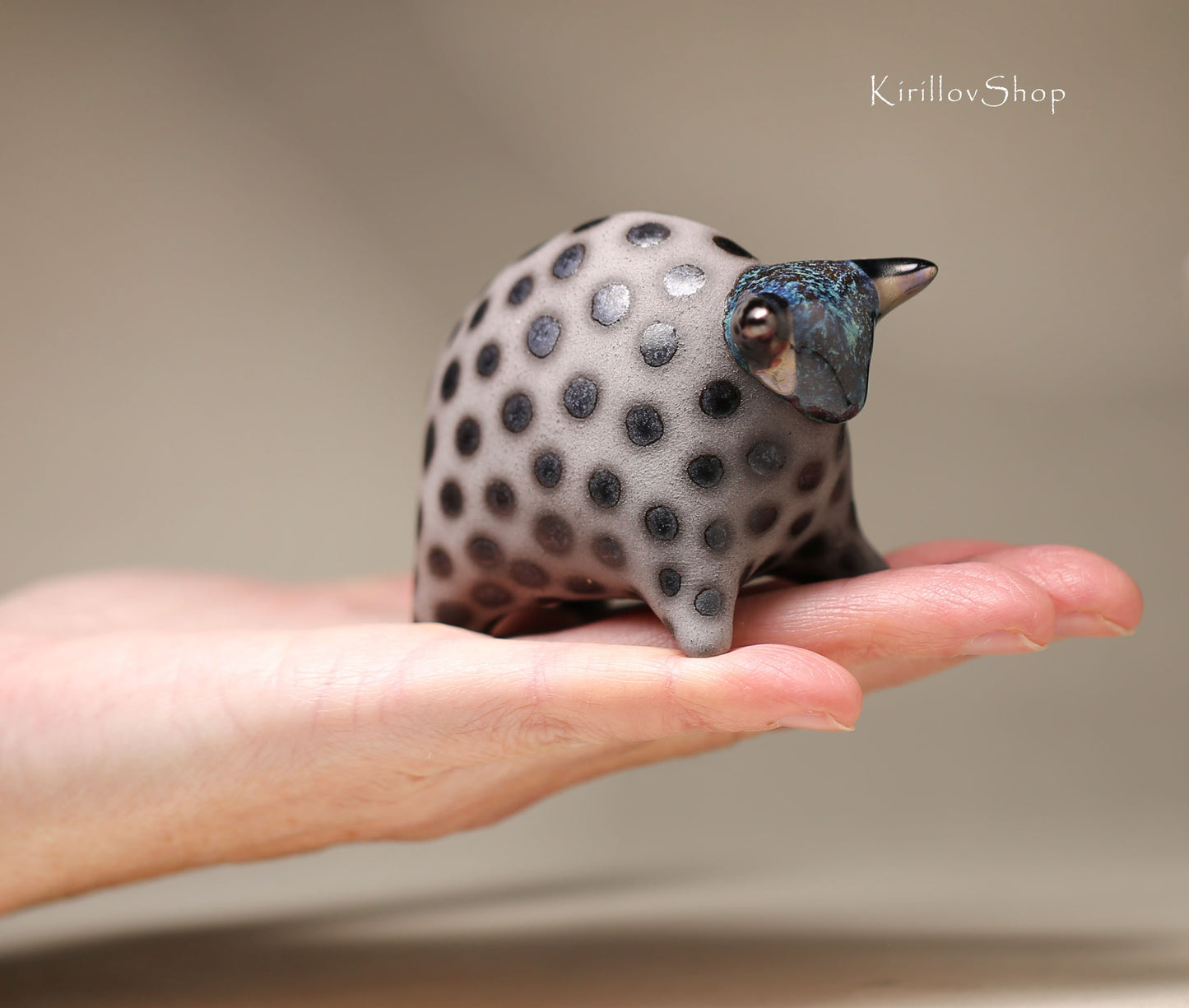 Bull figurine, small ceramic sculpture, miniature black bull, handmade , art figurine for table decoration or as a gift, Made to Order