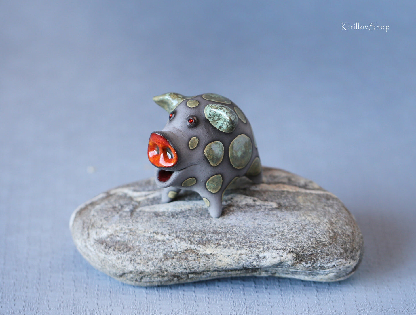 Handmade Ceramic Piggy Figurine: Unique Miniature Sculpture
