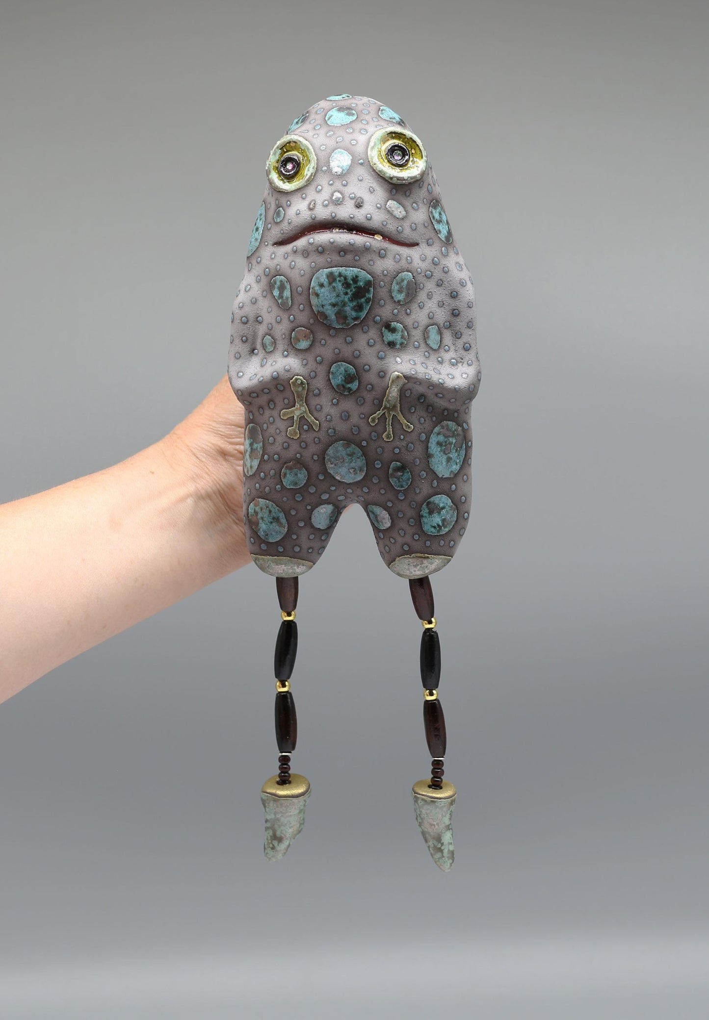 Whimsical Clay Frog Sculpture: Handmade Ceramic Figurine by Valery Kirillov