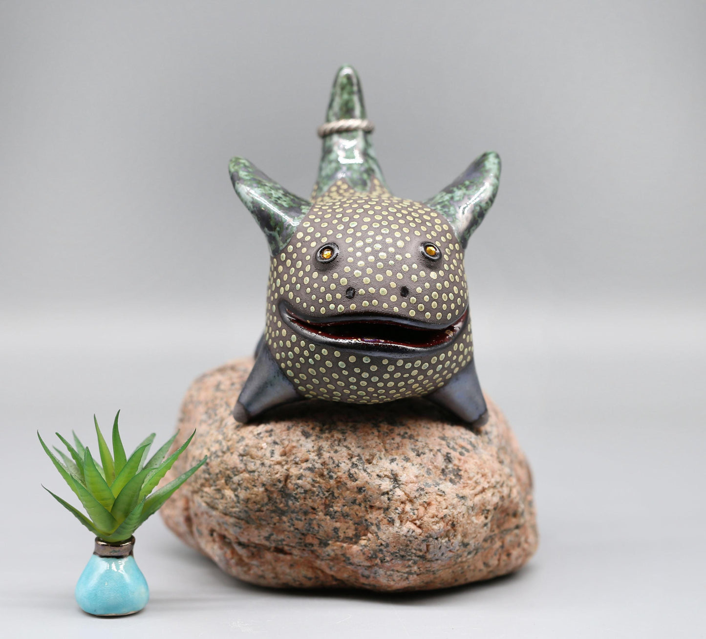 Handmade Ceramic Dragon Figurine: Fantasy Creature Sculpture, Ring Holder