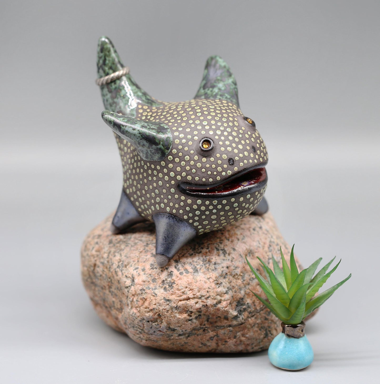 Handmade Ceramic Dragon Figurine: Fantasy Creature Sculpture, Ring Holder