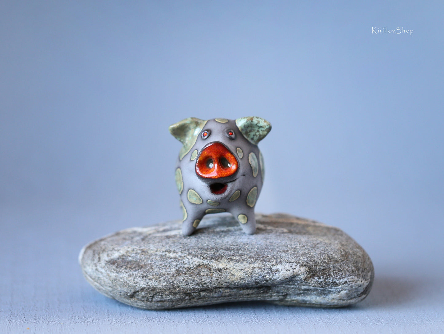 Handmade Ceramic Piggy Figurine: Unique Miniature Sculpture