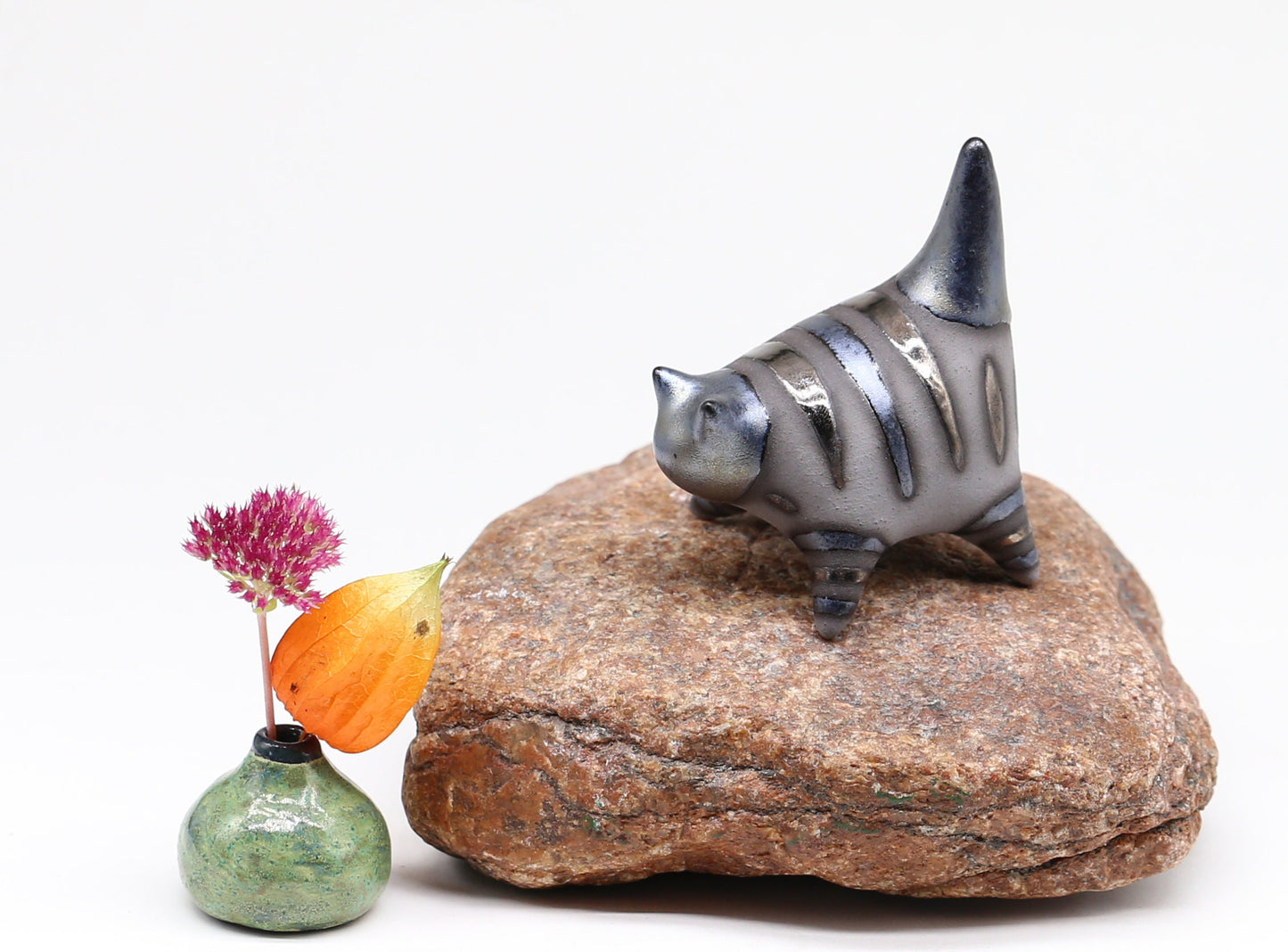 Miniature Cat figurine, Ceramic cat sculpture, Small black kitten, Table decoration, Handmade Art, Collectible, Cat lover gift