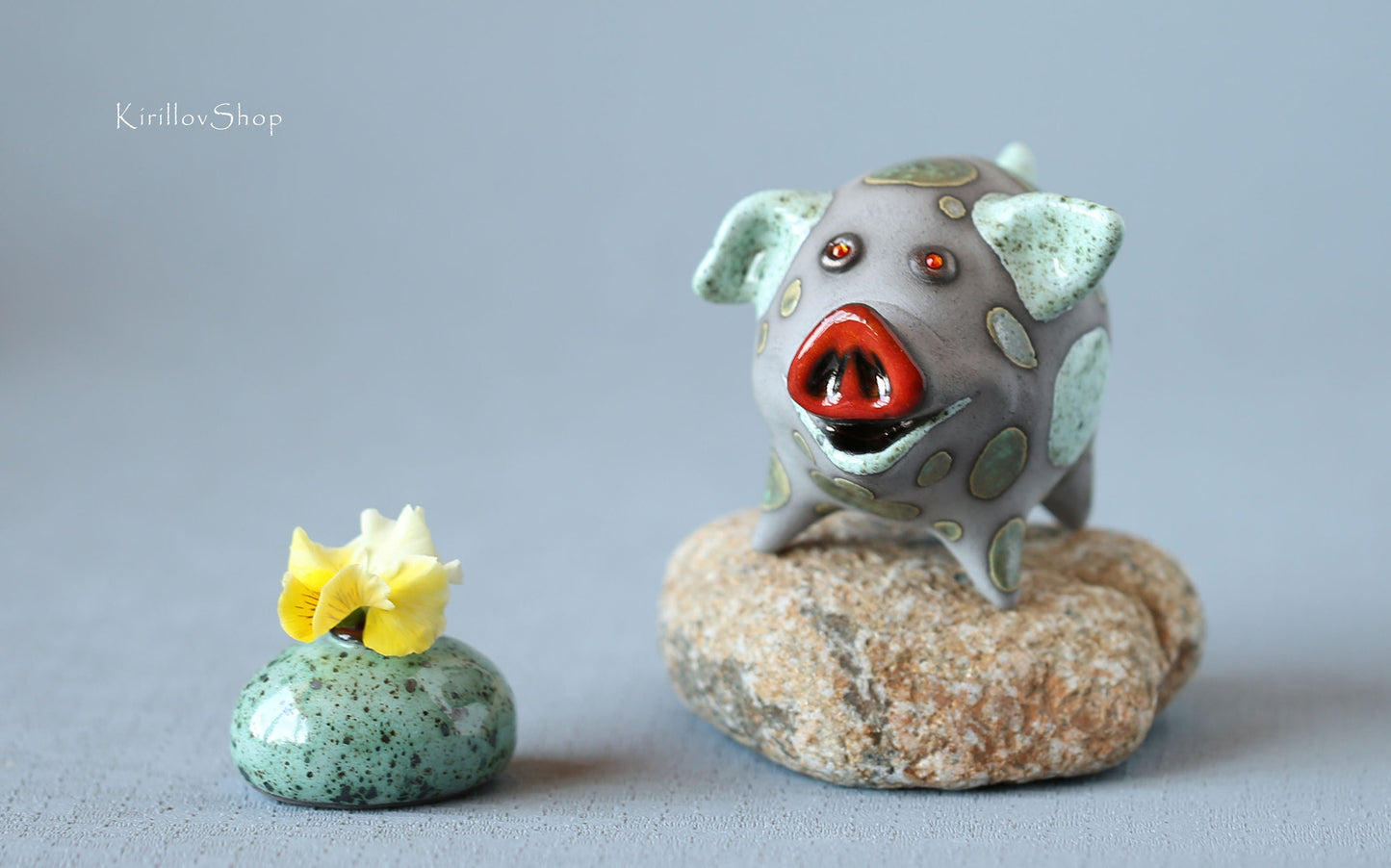 Little piggy sculpture, Handmade piggy miniature, Ceramic piggy figurine, Pig Lover Gift