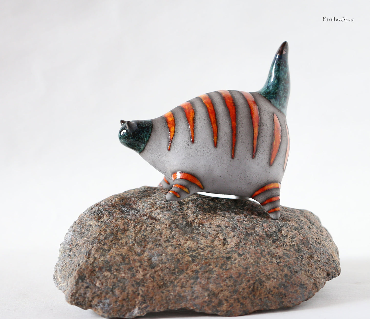 Handmade Ceramic Orange Tabby Cat Figurine