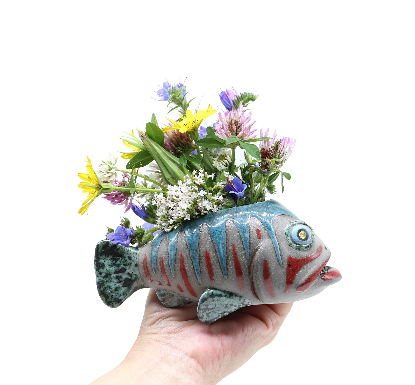 Creative Ceramic Fish Wall Hanging, Handmade Vase Art, Made to order