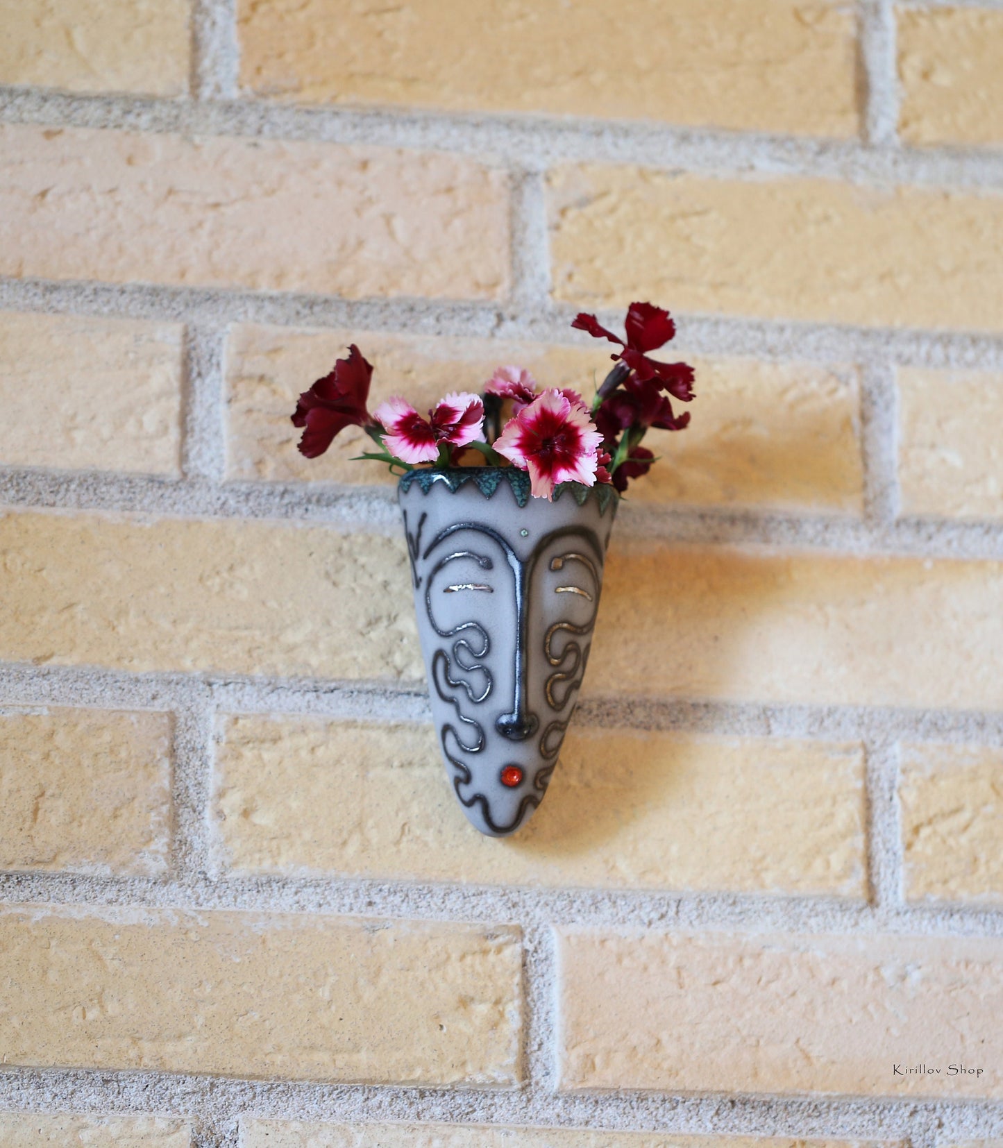 Handmade Ceramic Wall Vase – Face Sculpture, 3D Wall Art