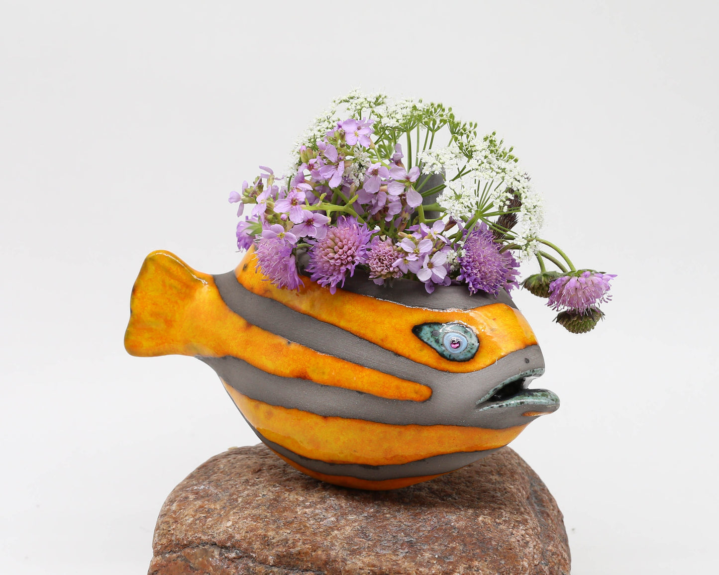 Creative Ceramic Fish Wall Hanging, Handmade Vase Art, Made to order