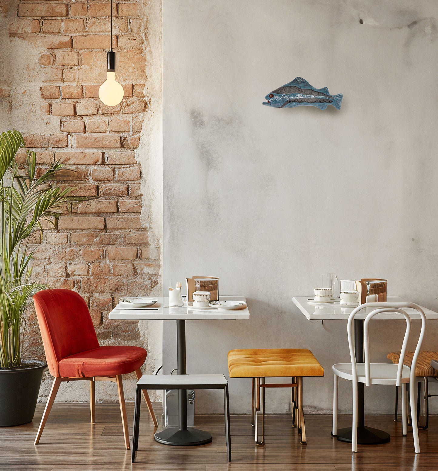 Handmade Ceramic Fish Wall Hanging: 3D Sculpture Art