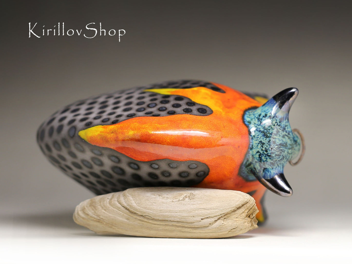 Handmade Ceramic Bull Sculpture: Bronze & Orange Glaze