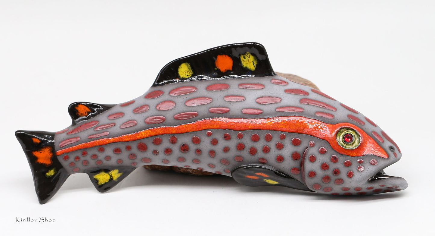 Ceramic fish wall decor, Handmade, Fisherman gift, Home decor, Red Trout,MADE TO ORDER
