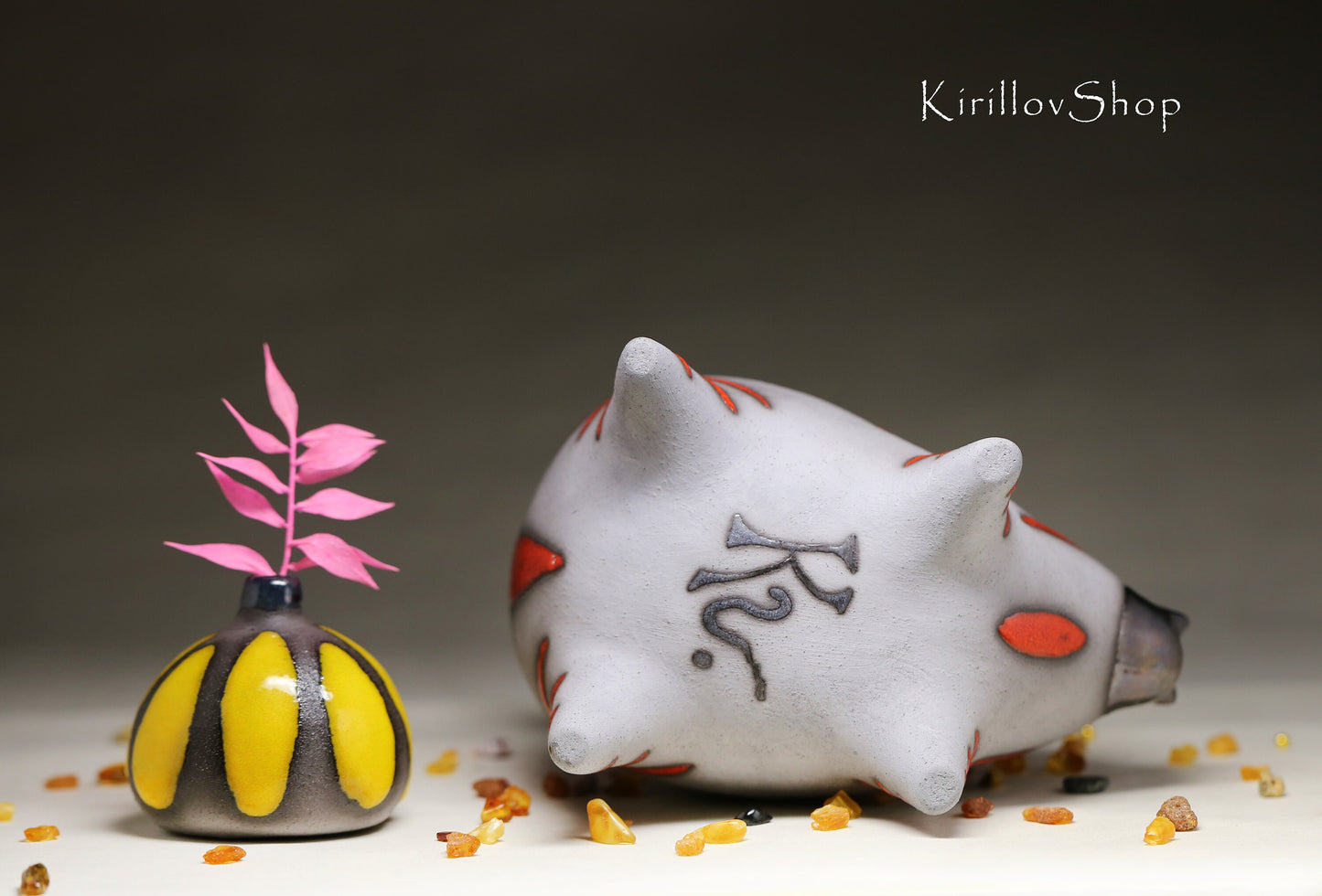 Ceramic cat sculpture, modern figurine for home decoration or as a gift for cat lovers, handmade ceramic, red cat, MADE TO ORDER