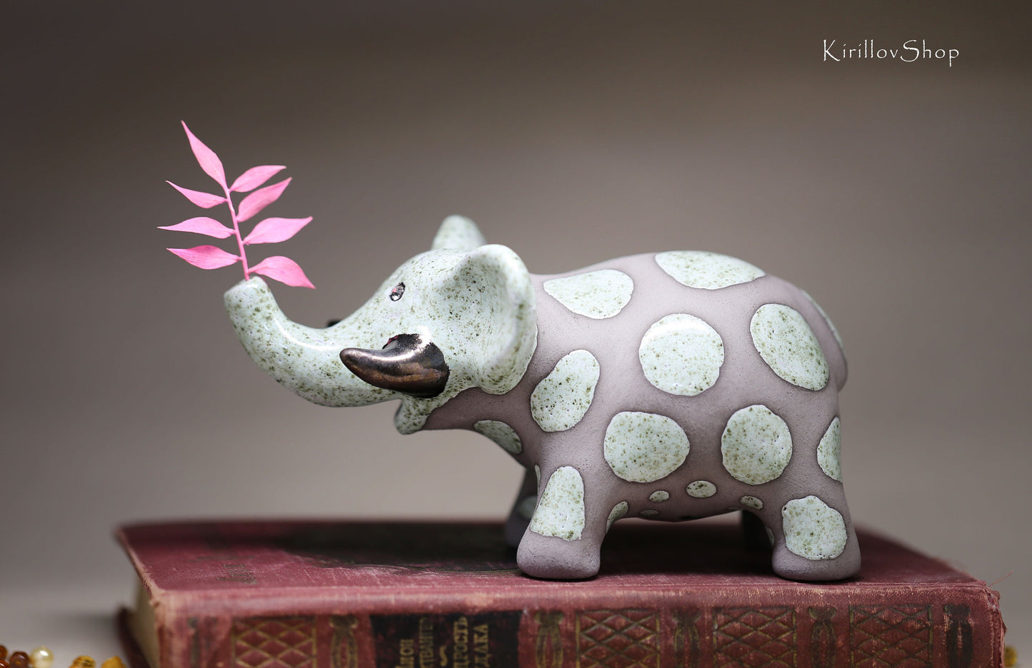 Figurine Elephant Handmade Ceramic Table Sculpture Art Elephant Decor Collectible