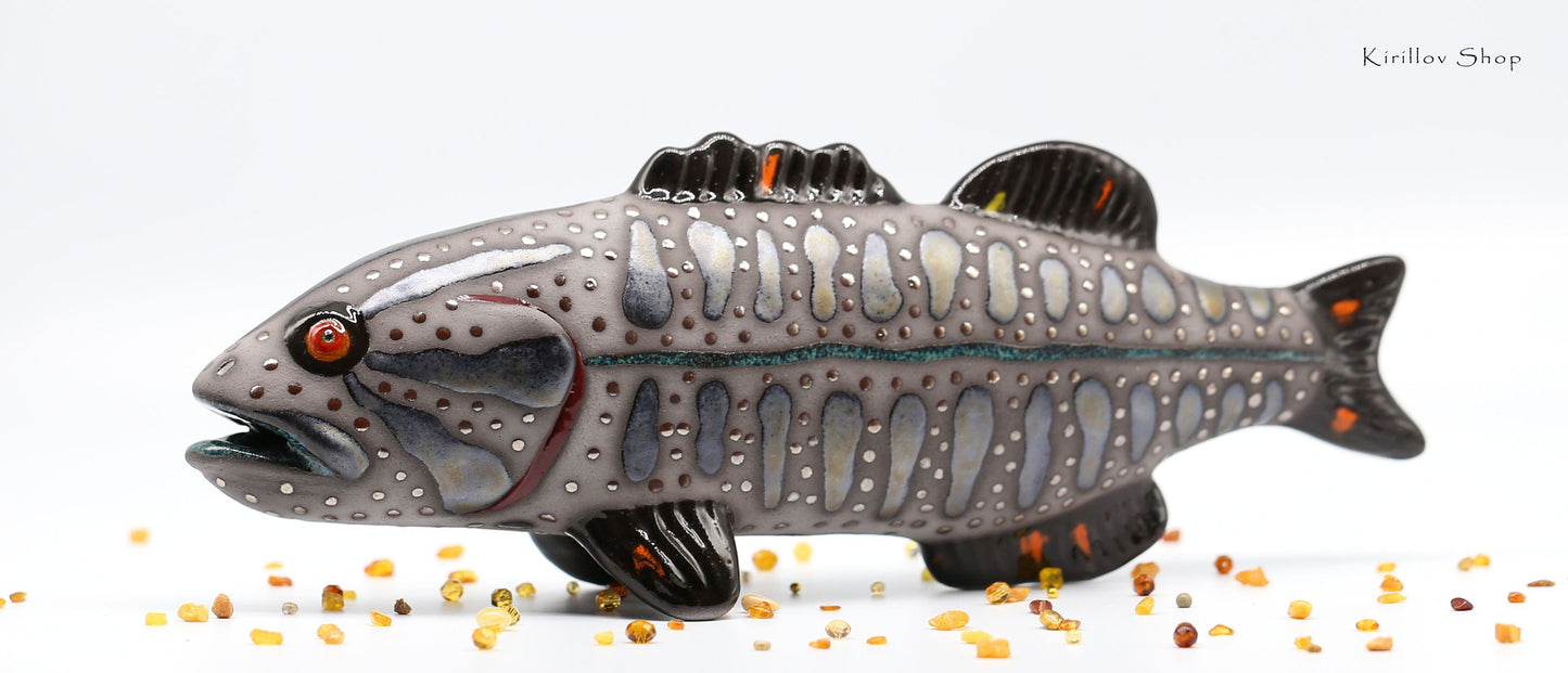 Fish Art Sculpture Ceramic Modern Figurine Table Sculpture Smallmouth Bass Handmade Unique Gift MADE TO ORDER