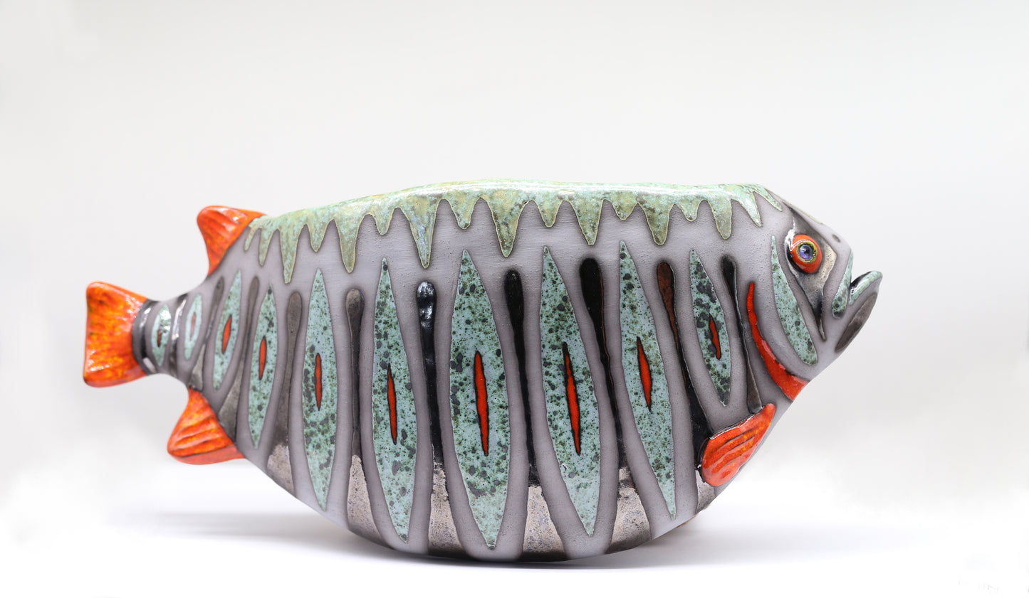 Ceramic wall vase for flowers, Fish wall decoration, Handmade unique wall mountable plant vase, Home decor