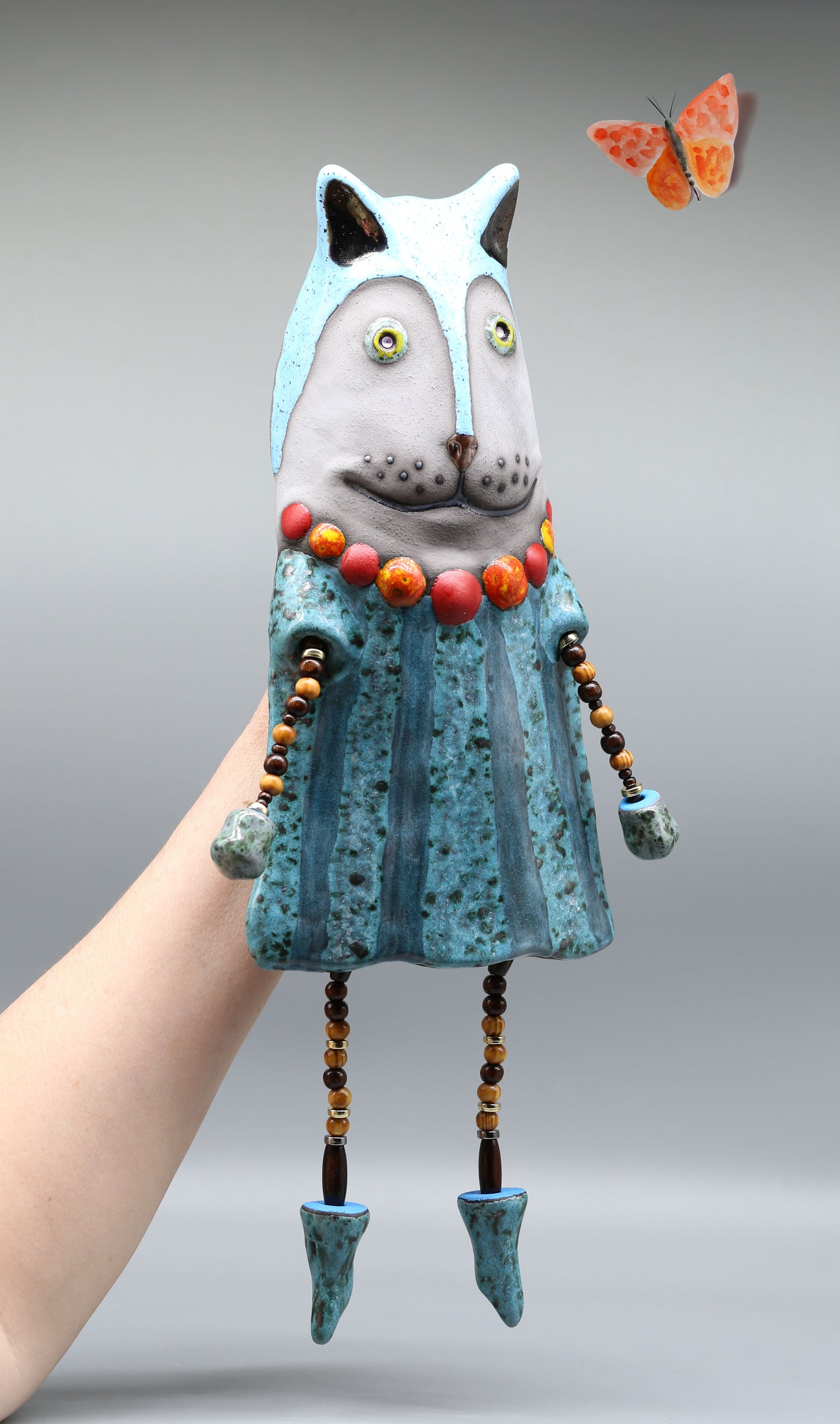 Ceramic Cat Wall Hanging - Unique Home Decor- One-of-a-Kind Ceramic Cat Wall Art - Handcrafted -Quirky Cat Lover Gift