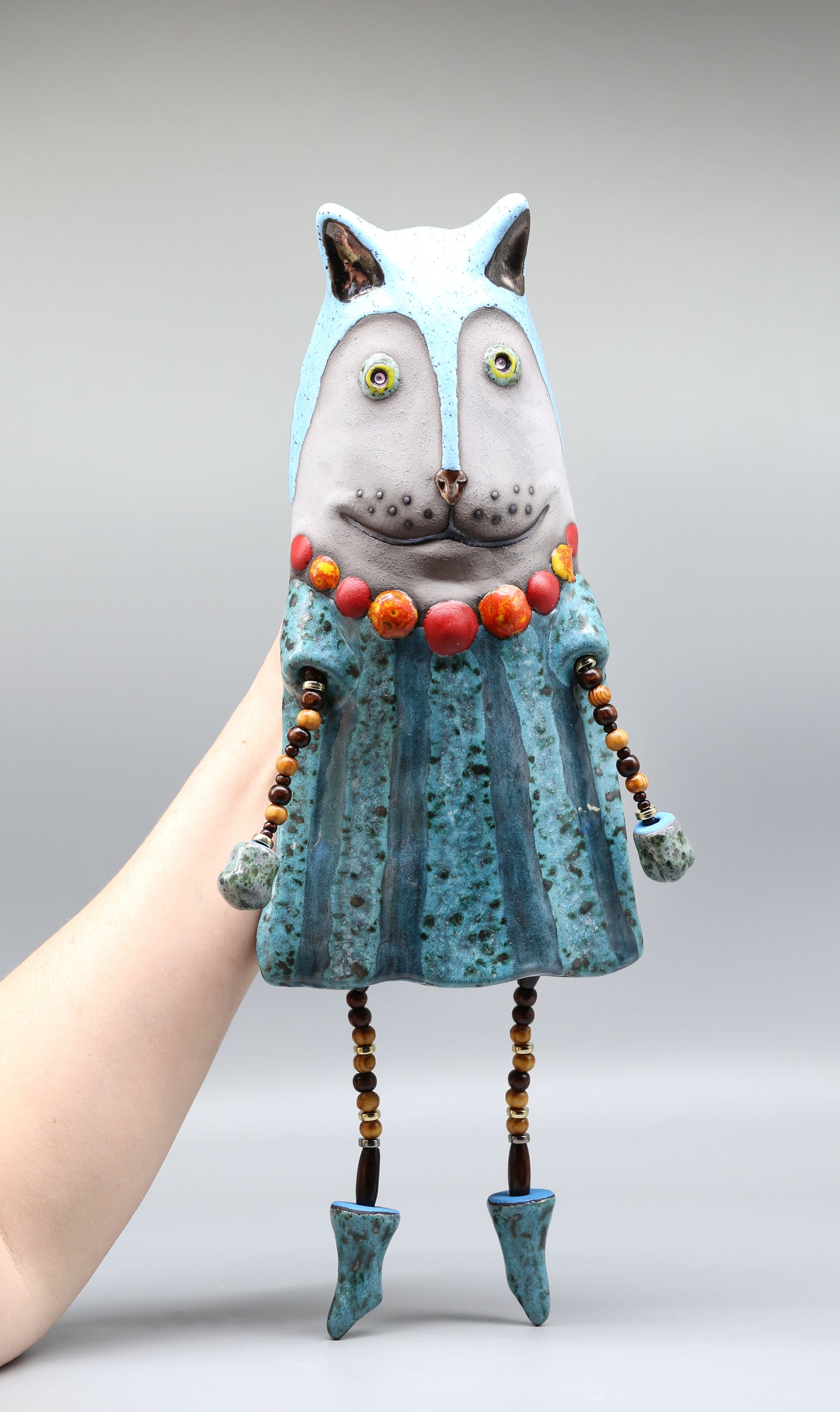Ceramic Cat Wall Hanging - Unique Home Decor- One-of-a-Kind Ceramic Cat Wall Art - Handcrafted -Quirky Cat Lover Gift