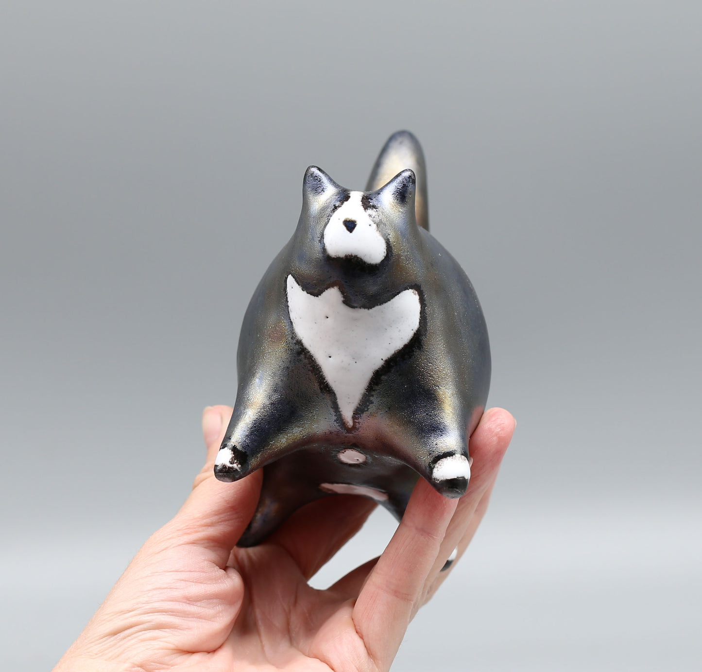 Ceramic cat sculpture, modern figurine for home decoration or as a gift for cat lovers, unique handmade cat, clay art, collectible