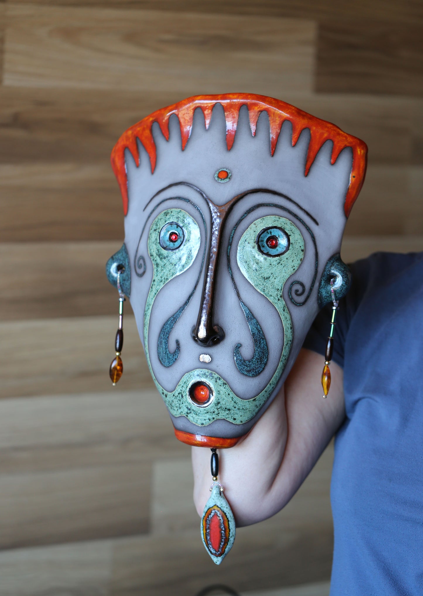 Original Ceramic Wall Mask - Handmade Sculpture - Unique Home Decor