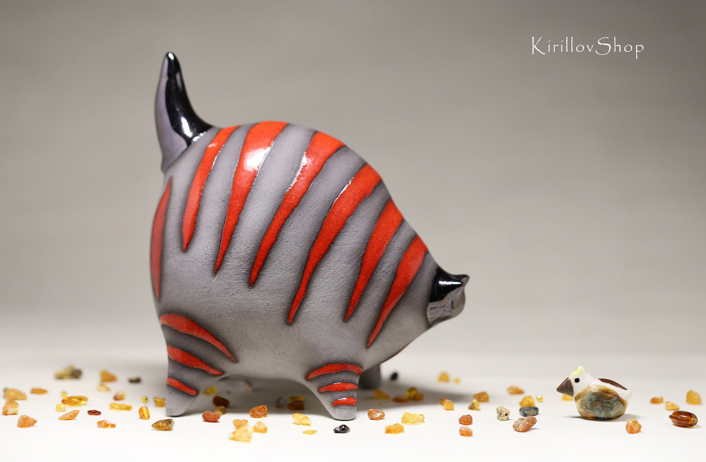 Ceramic cat sculpture, modern figurine for home decoration or as a gift for cat lovers, handmade ceramic, red cat, MADE TO ORDER