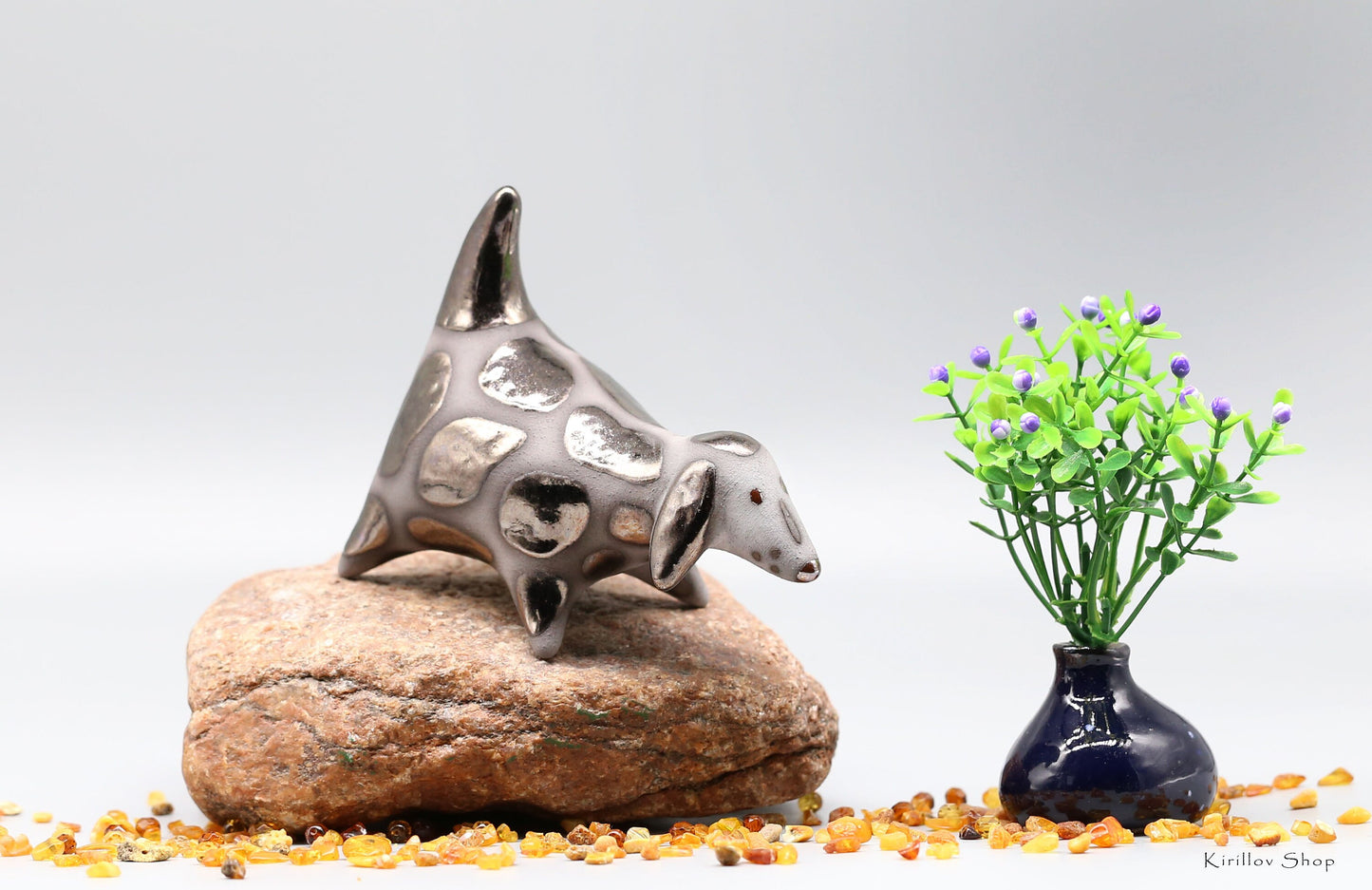 Black dog sculpture, Ceramic Art, Unique Gift, Handmade, MADE TO ORDER