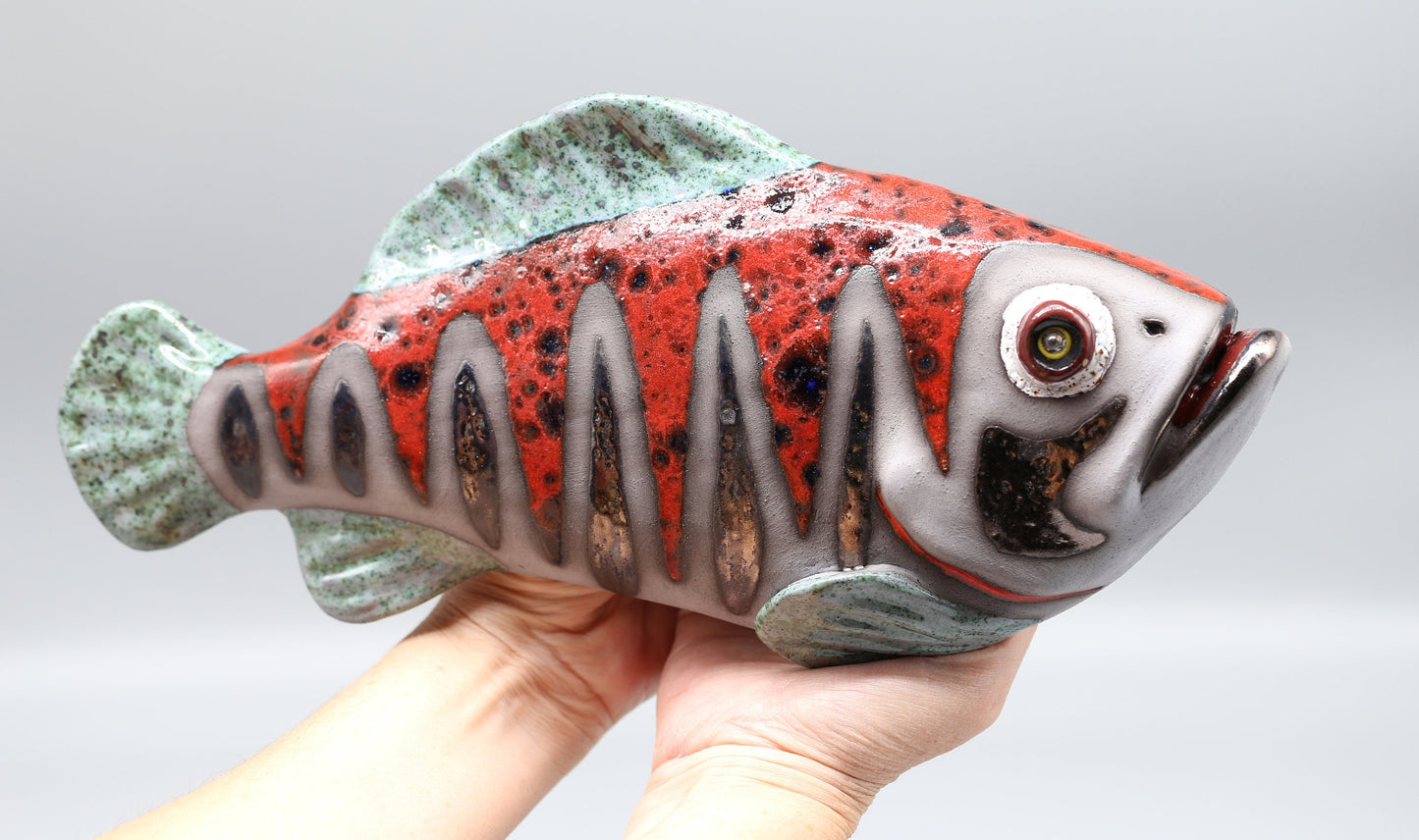 Handmade Ceramic Fish Wall Hanging: 3D Sculpture Art