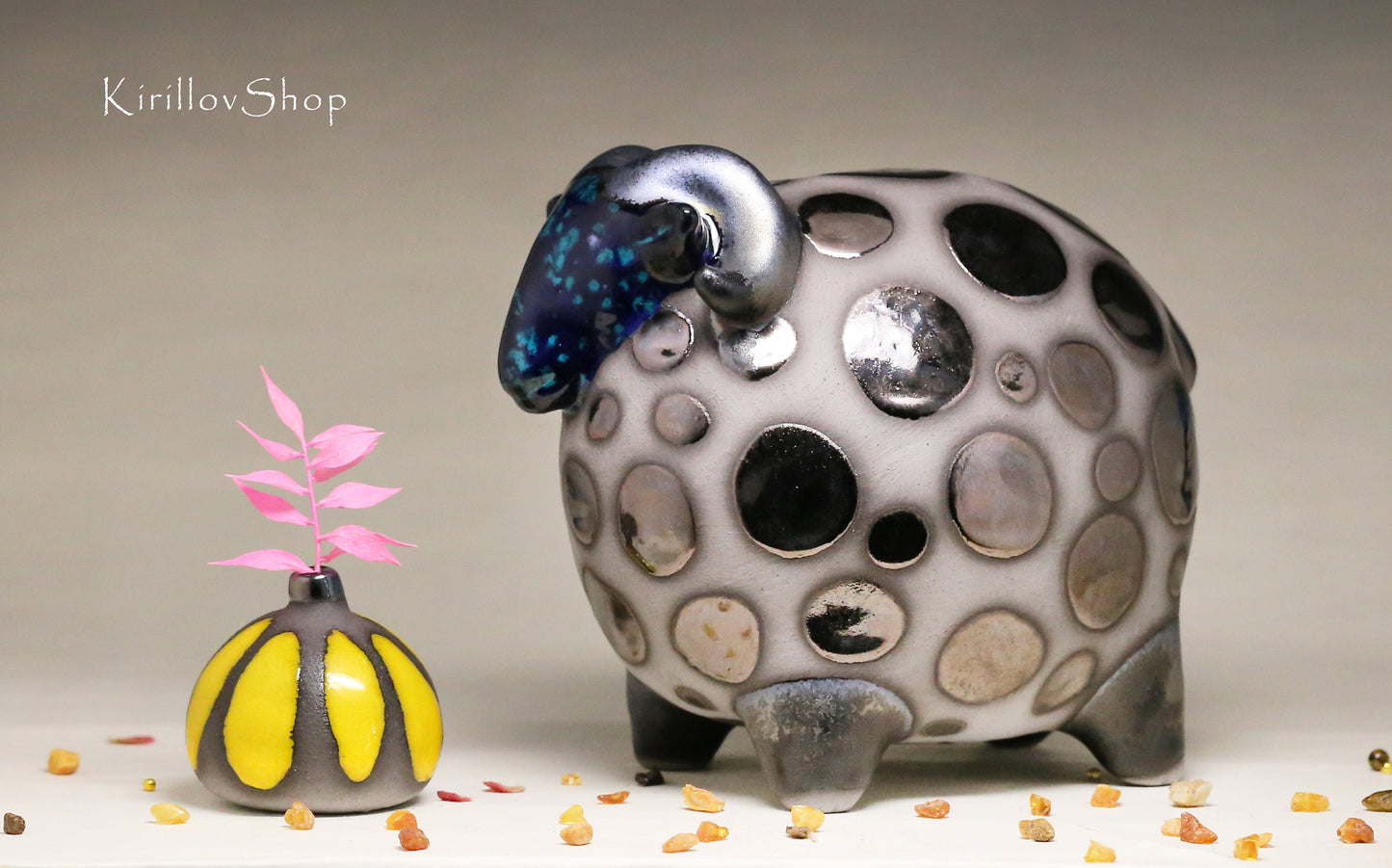 Ceramic sculpture ram , modern sculpture to decorate your home or for a gift, handmade Art, MADE TO ORDER
