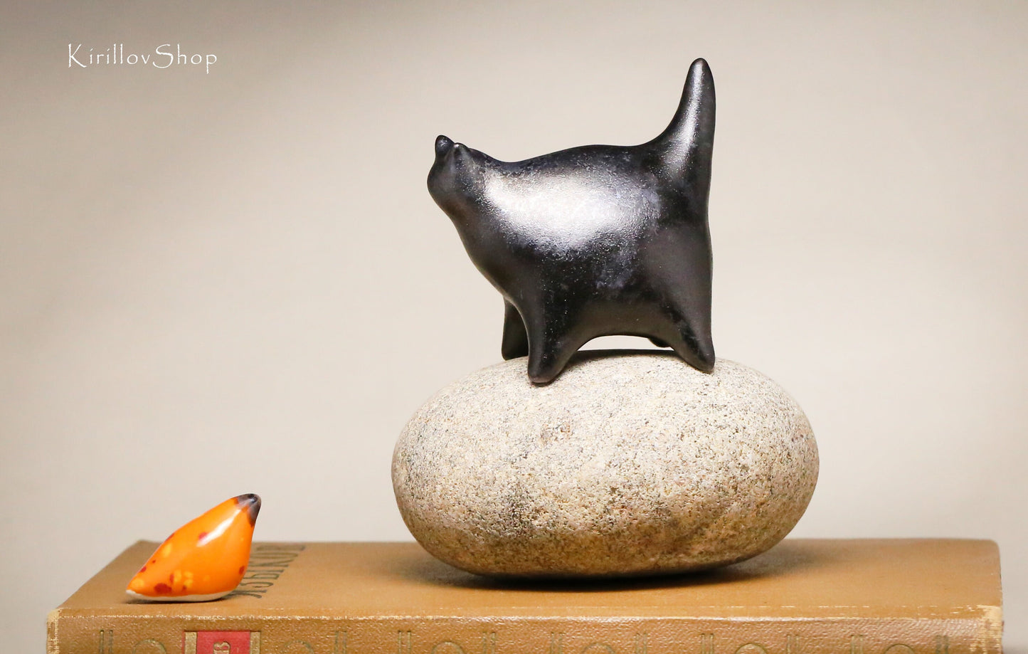 Black cat figurine Ceramic miniature sculpture Cute small kitten Gift for cat loves Handmade Art MADE TO ORDER