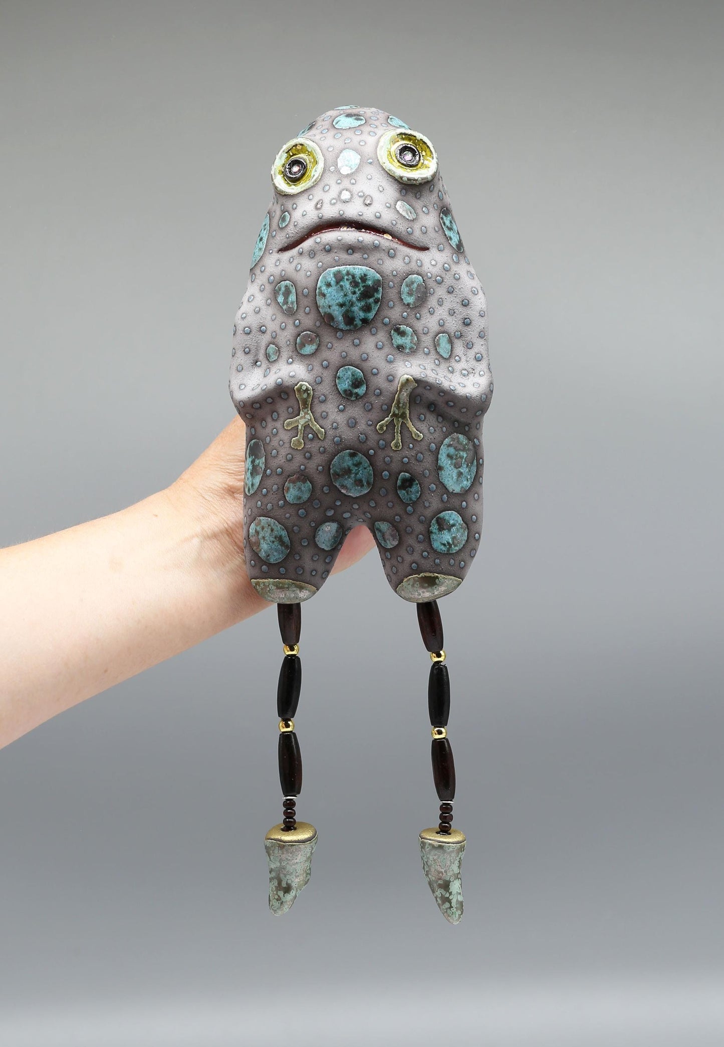 Whimsical Clay Frog Sculpture: Handmade Ceramic Figurine by Valery Kirillov