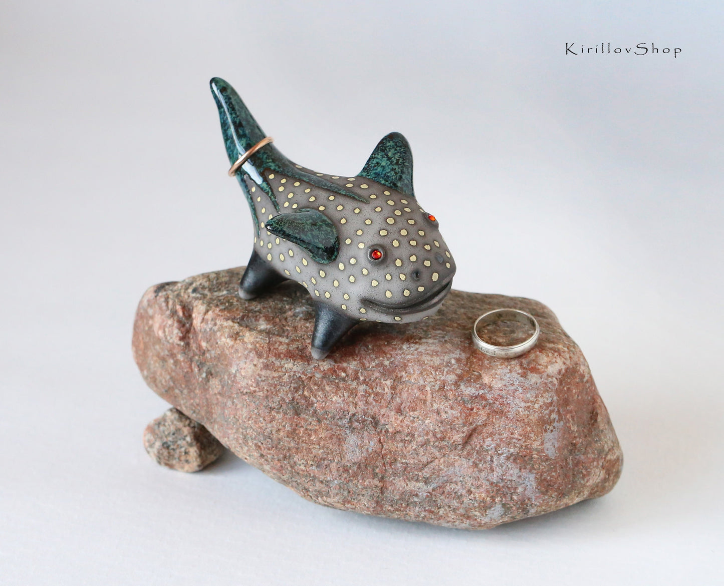 Ceramic sculpture, Small fantastic creature, Ring holder, Table decor, Handmade gift Cute dragon figurine Jewelry storage idea MADE TO ORDER