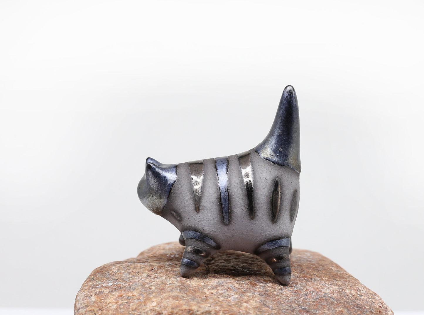 Miniature Cat figurine, Ceramic cat sculpture, Small black kitten, Table decoration, Handmade Art, Collectible, Cat lover gift