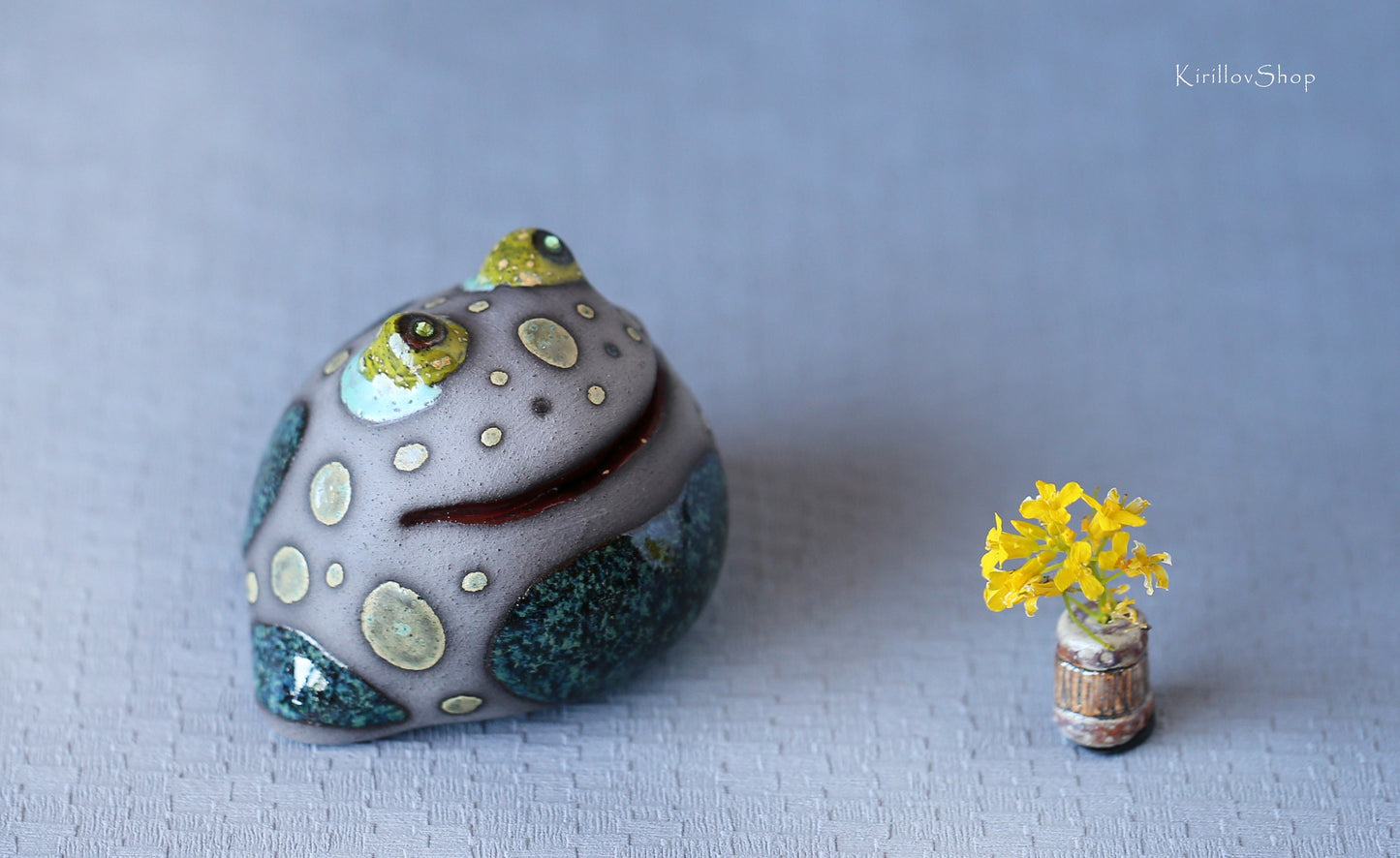 Ceramic sculpture Frog, Handmade small toad figurine, Frog gift, Collectible