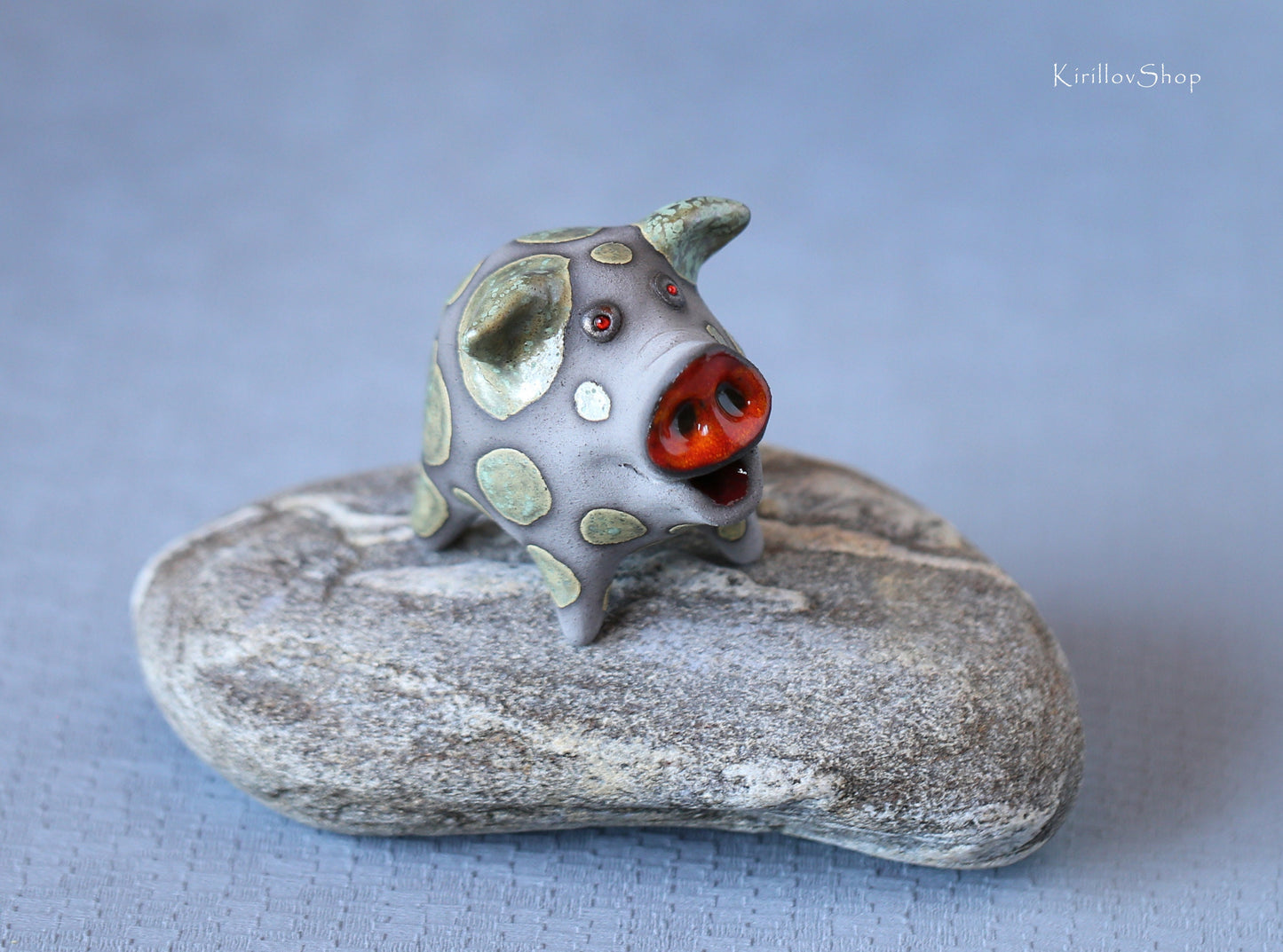 Handmade Ceramic Piggy Figurine: Unique Miniature Sculpture