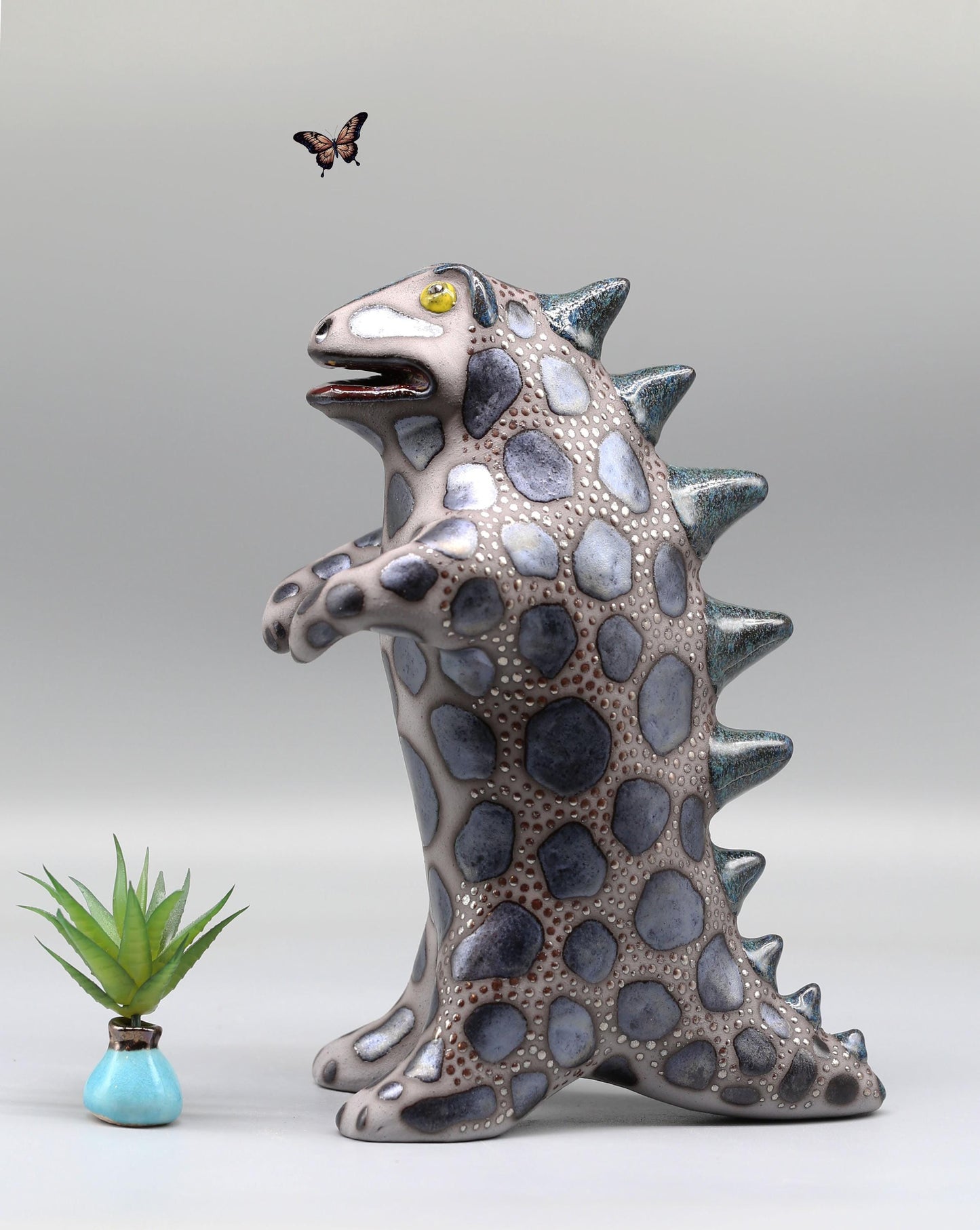 Handmade Ceramic Godzilla Dinosaur Sculpture – Made to Order