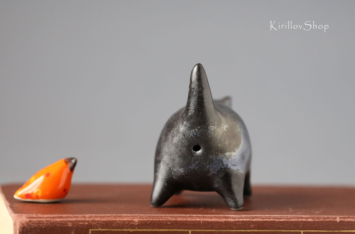 Small black cat handmade ceramic sculpture cat for table decoration or as a unique gift