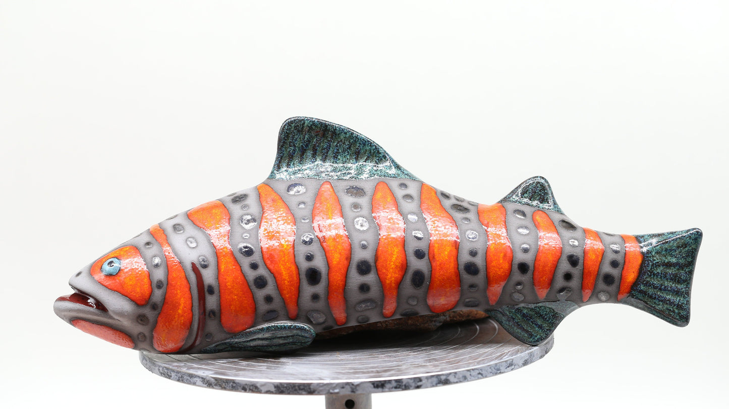 Ceramic fish wall decor, Handmade, Fisherman gift, Home decor, Red Trout, MADE TO ORDER