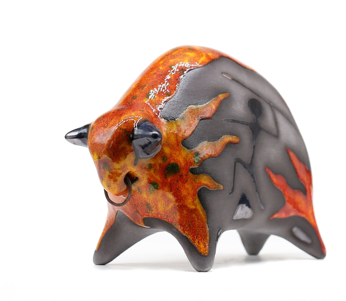 Handmade Ceramic Bull Sculpture – Modern Tabletop Art
