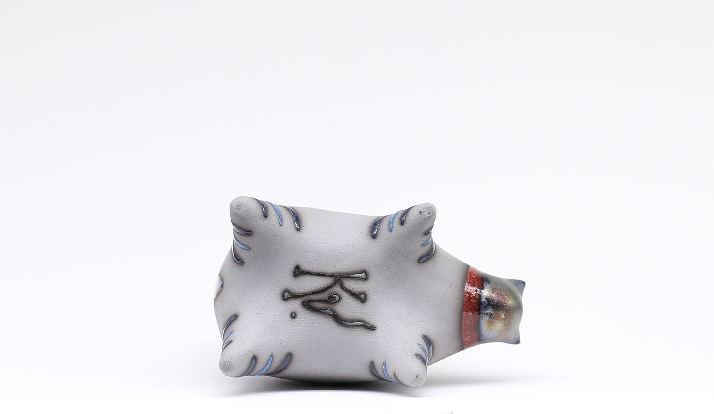 Cat figurine,  Ceramic sculpture cat, Blue cat, Art striped cat, Handmade cat,  Table decor,  Cat lover gift, MADE TO ORDER