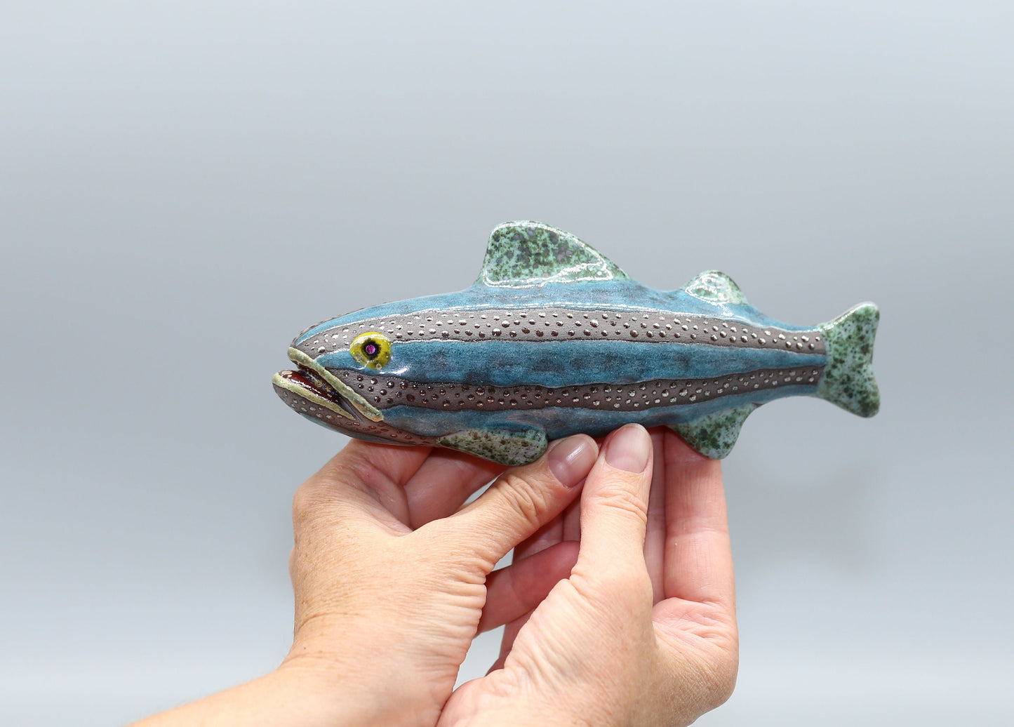 Handmade Ceramic Fish Wall Hanging: 3D Sculpture Art