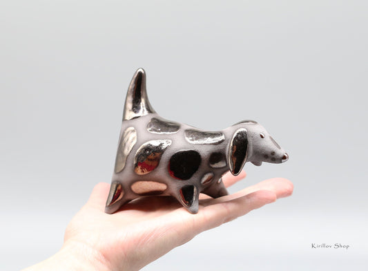 Black dog  sculpture, Ceramic Art, Unique Gift, Handmade, MADE TO ORDER