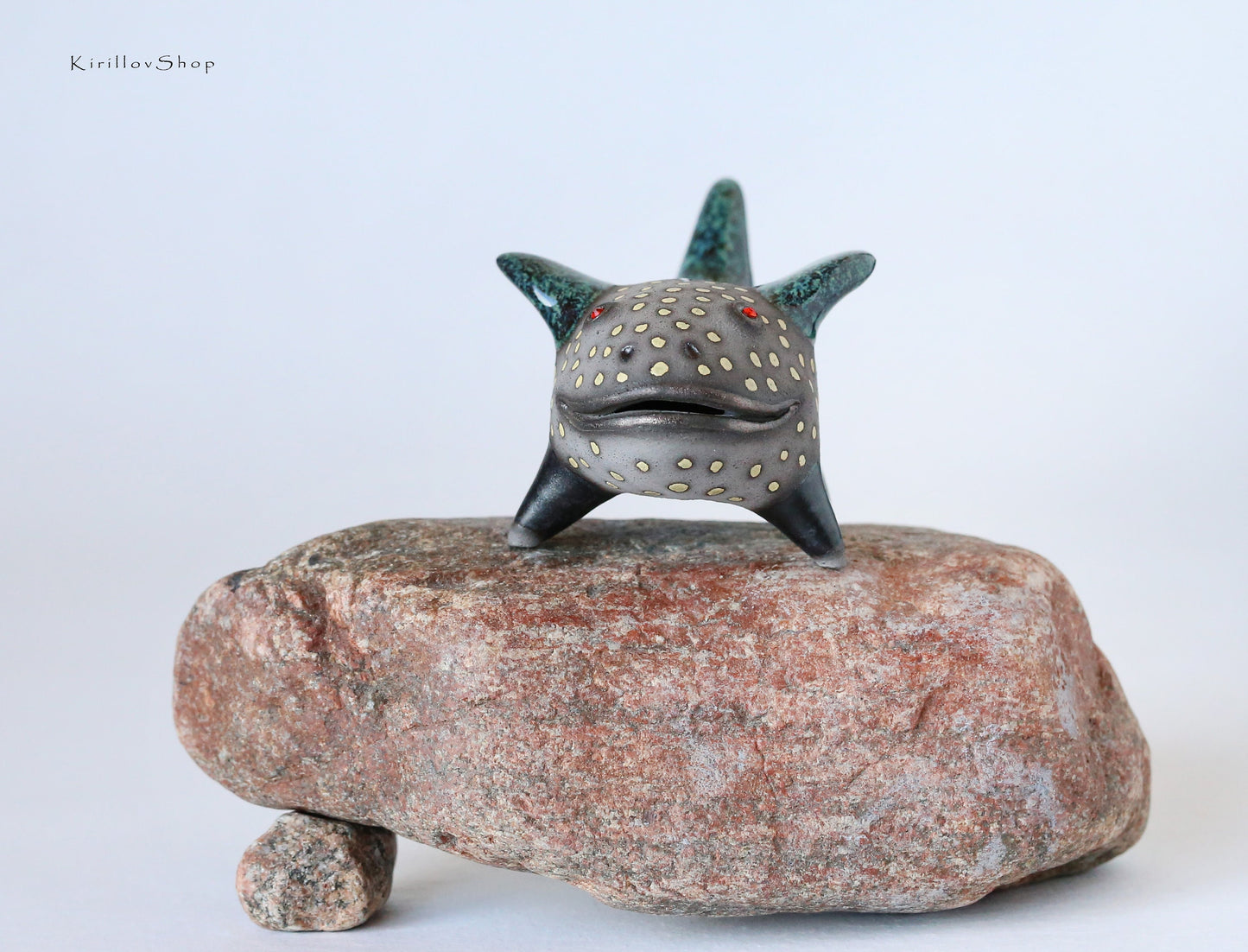 Ceramic sculpture, Small fantastic creature, Ring holder, Table decor, Handmade gift Cute dragon figurine Jewelry storage idea MADE TO ORDER