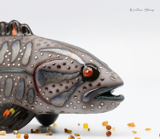 Fish Art Sculpture Ceramic Modern Figurine Table Sculpture Smallmouth Bass Handmade Unique Gift MADE TO ORDER